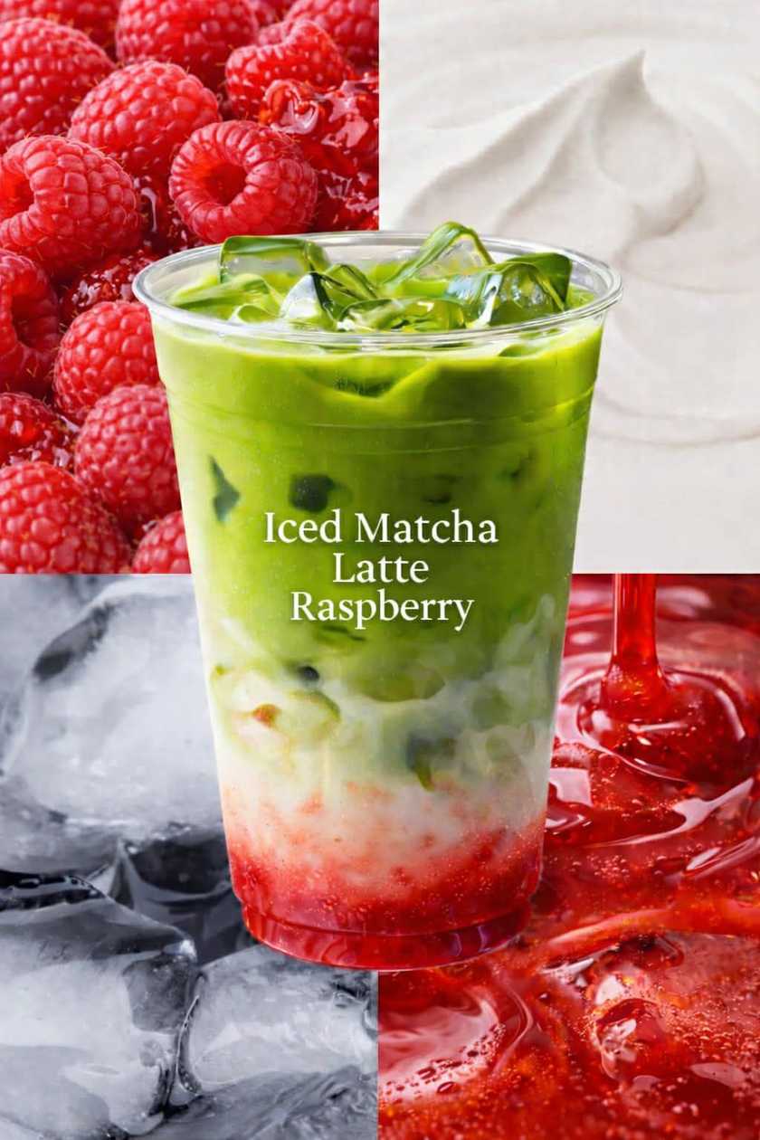 Iced Matcha Latte with Raspberry