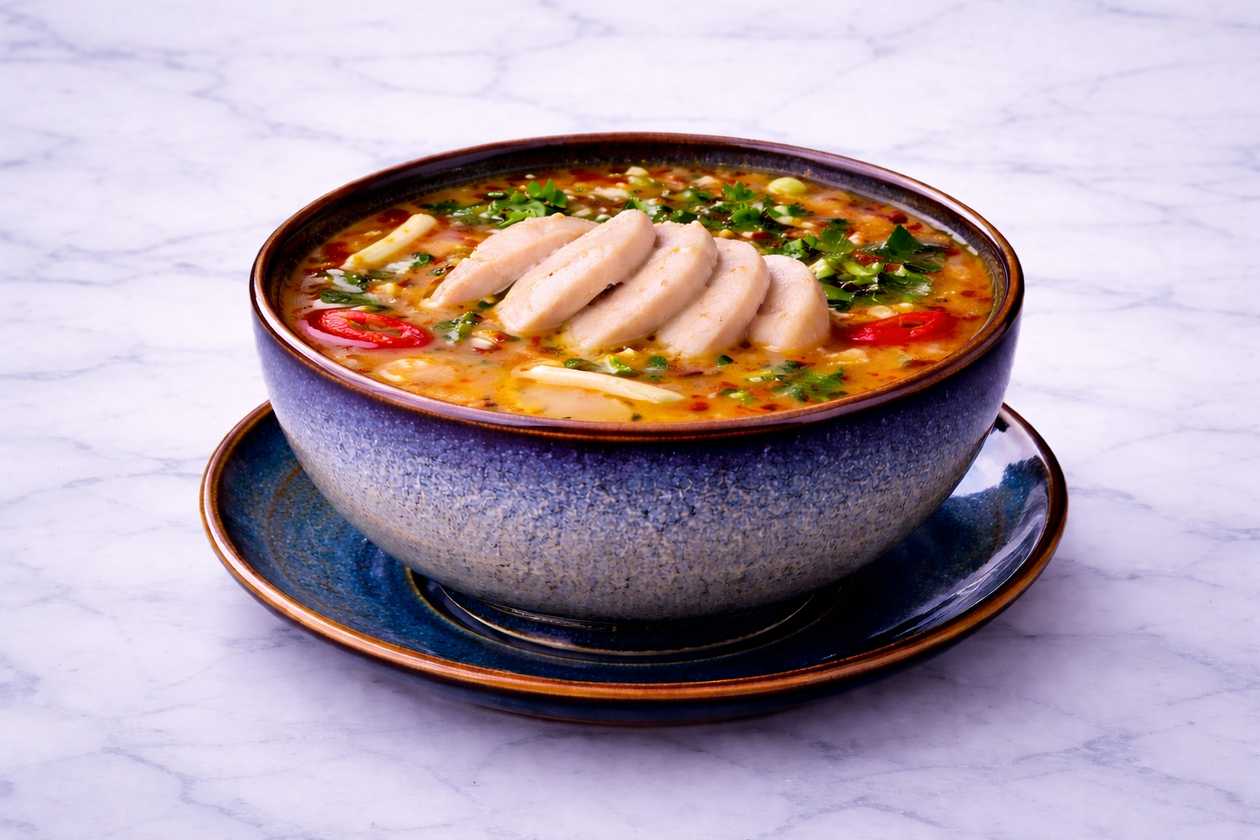 H08 Tom yum with chicken and noodles