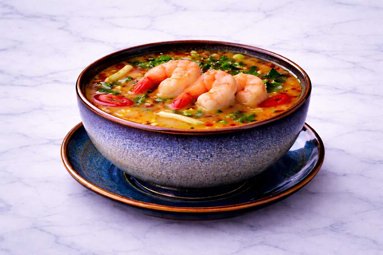 H09 Tom yum with shrimp and cuttlefish