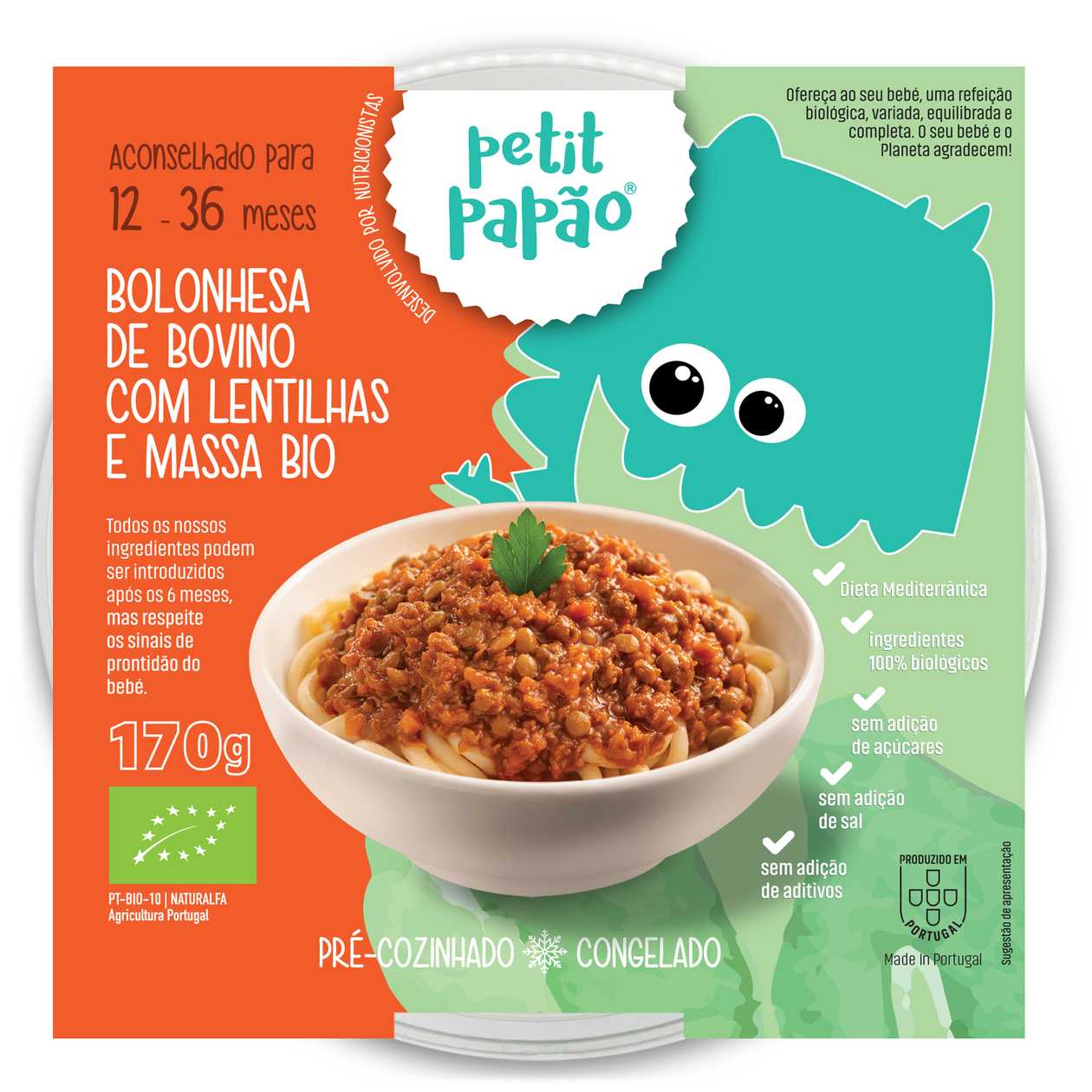 Bolonhesa de Bovino com Lentilhas e Massa (12+ BIO)