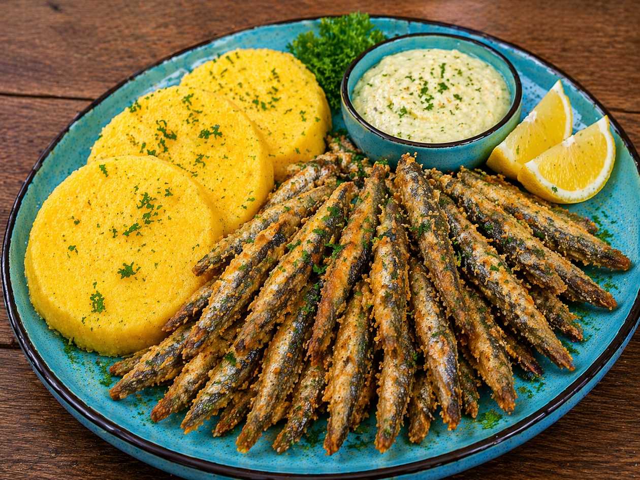Pork Neck with Polenta and Garlic Sauce 150/200/50 gr