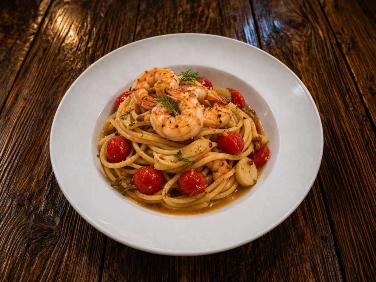 45. Linguine con Gamberetti e zucchine