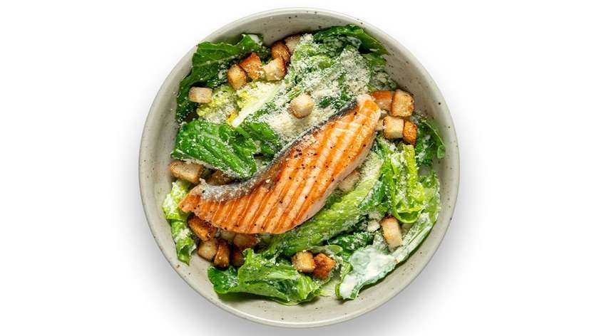 Classic Caesar salad, salmon
