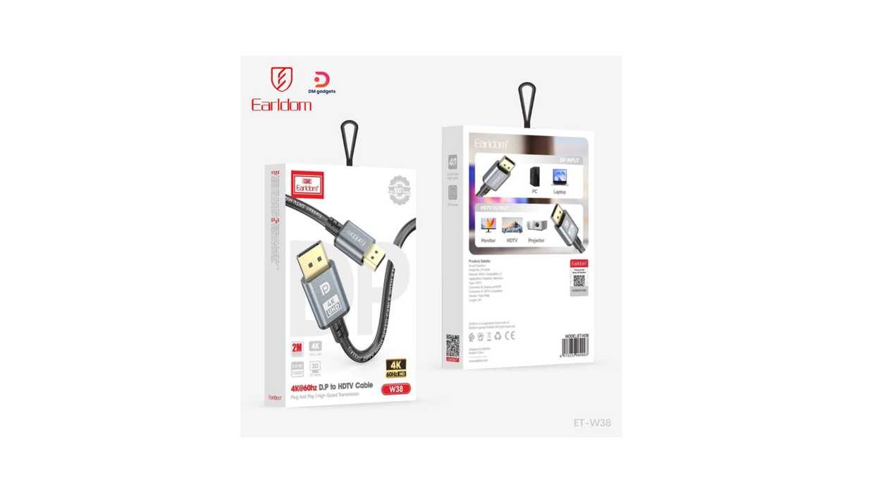 #660-3#Earldom®ET-W38 2m 4K@60hz Display Port to HDTV Cable