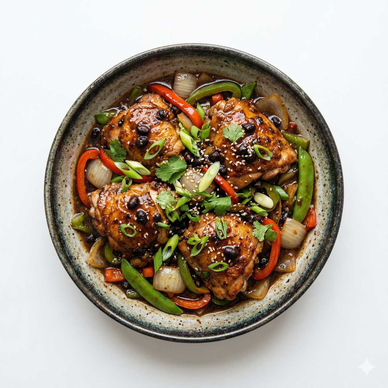 Wok Fried Chicken with Black Bean Sauce. Picture is illustrative.