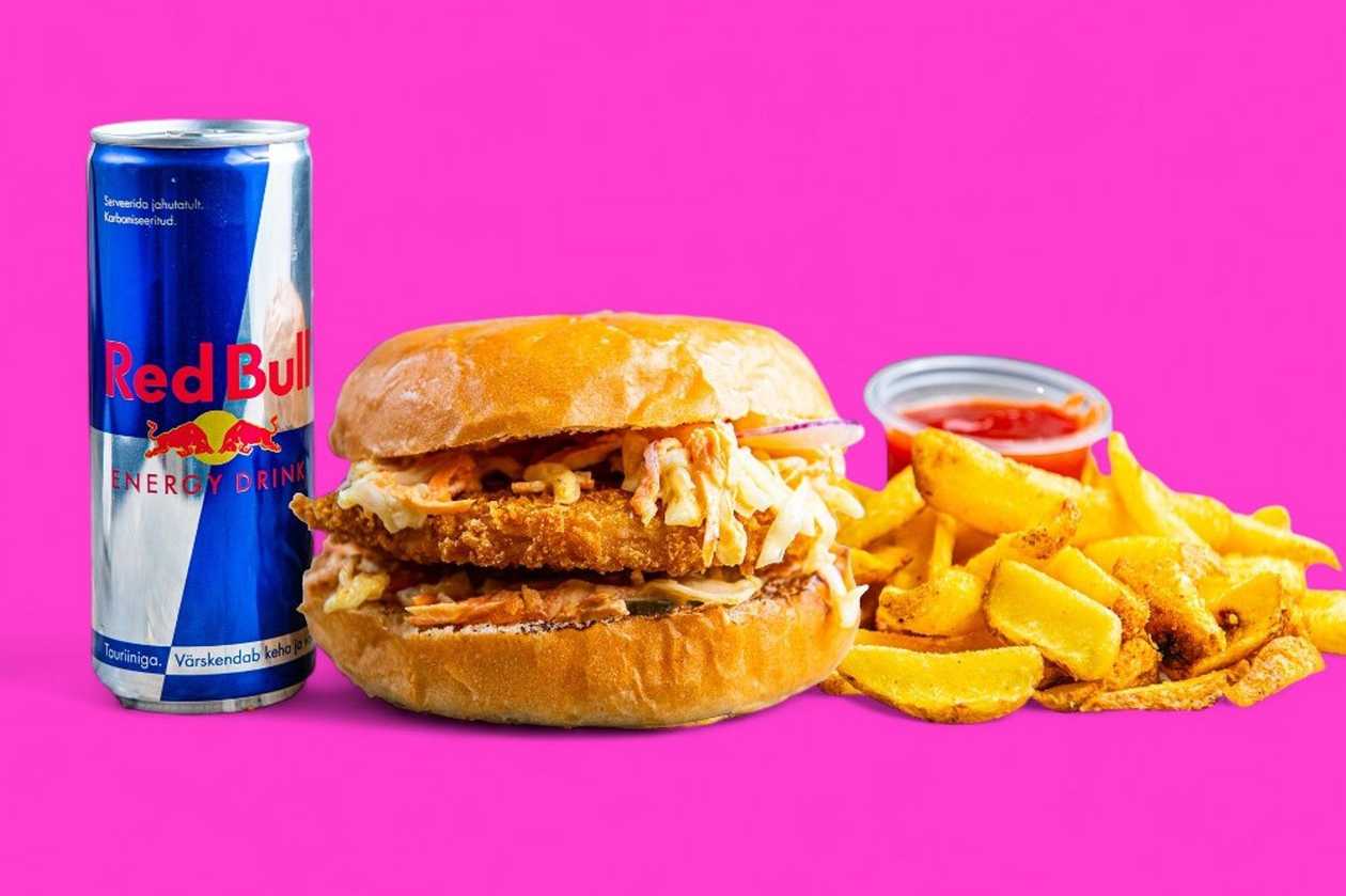 Chicken Burger Red Bull Combo