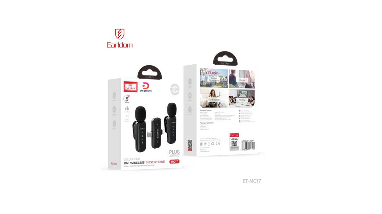 #387G7#Earldom®MC17 2in1 Wireless Microphone-High Quality Transmission – Black