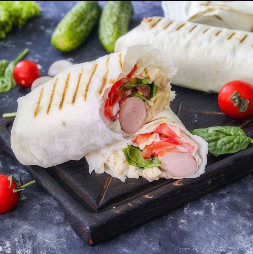 Single Hot Dog in Lavash