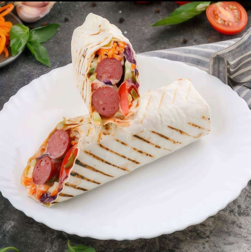Double hot dog in lavash