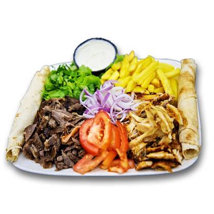 Mix Shawarma Plate with Jollof / Fried Rice / Chips