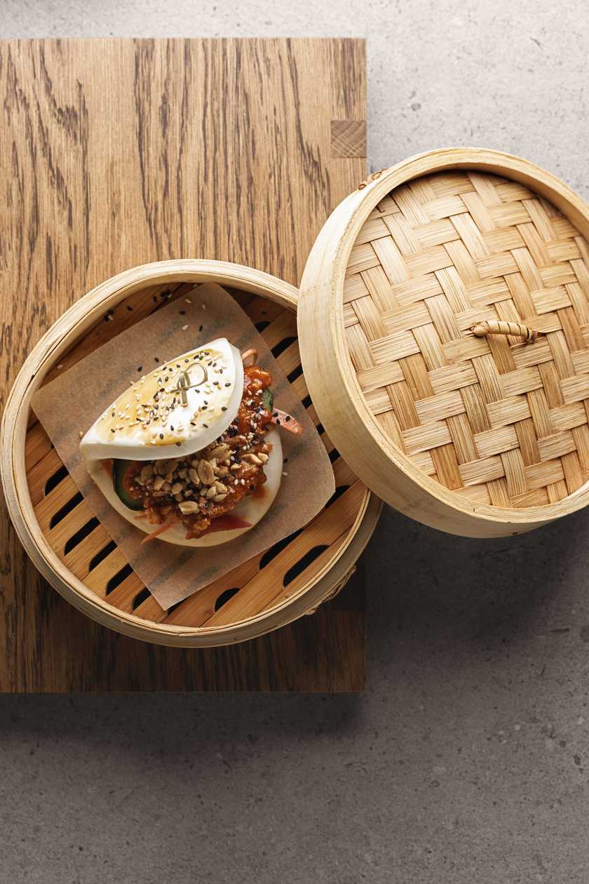 Bao with Korean BBQ chicken