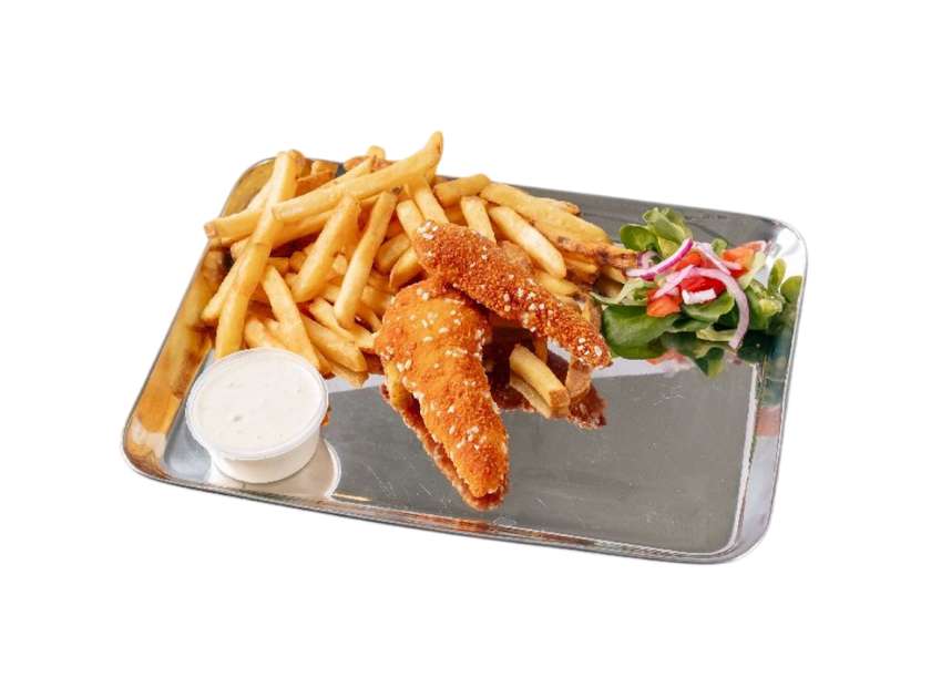 Stripsy s hranolky + salátek a dip