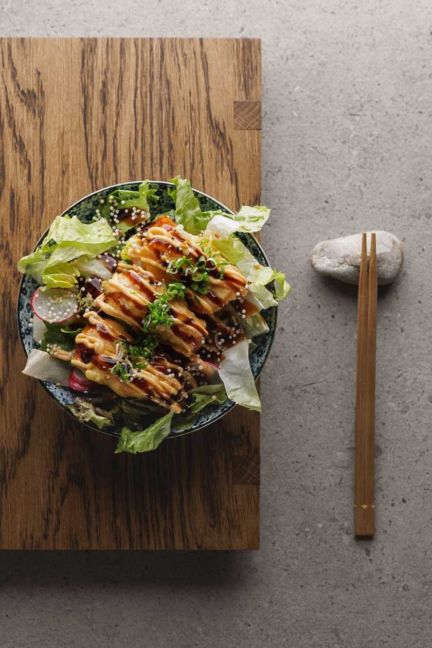 Tempura salmon bowl