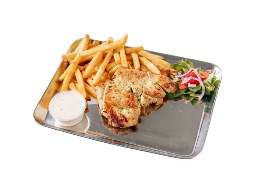 Kuřecí s hranolky + salátek a dip