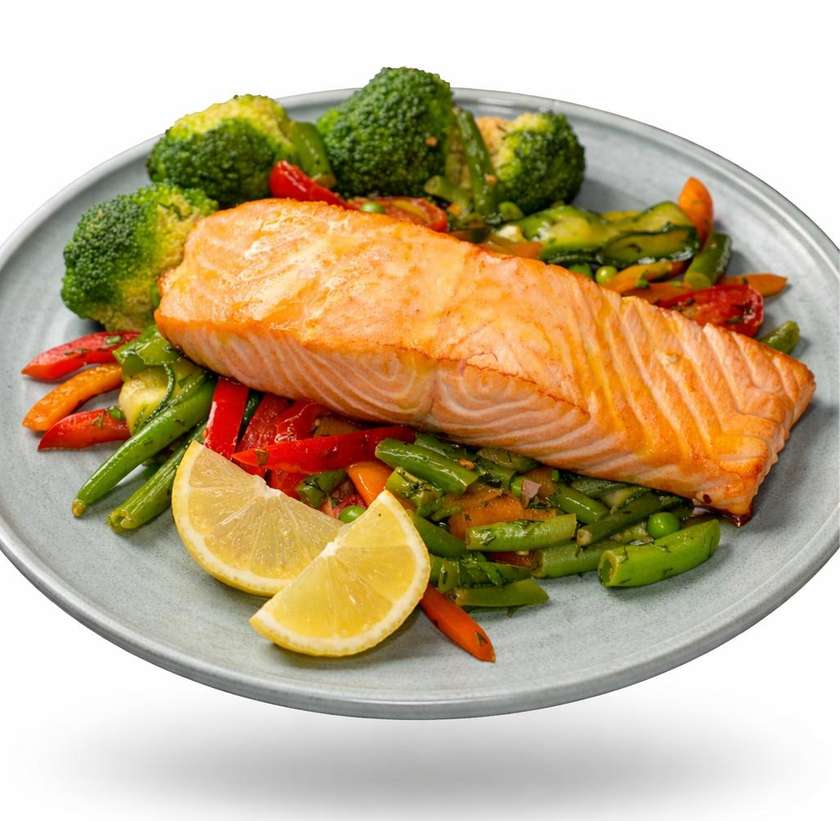Grilled Salmon Fillet with Mediterranean Vegetables