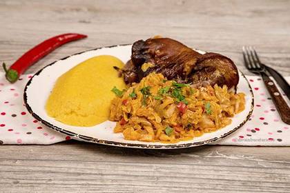 Greek-Style Chicken Soup - Braised Cabbage with Ham Hock and Polenta