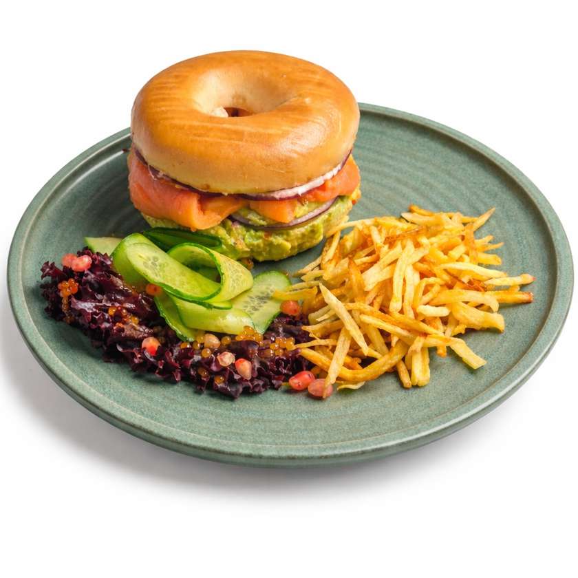 Smoked Salmon Avocado Bagel Plate