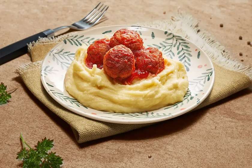 Meatball Soup – Marinated Meatballs with Mashed Potatoes