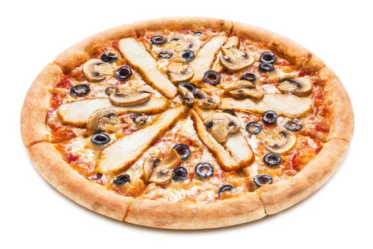 Pizza with gorgonzola and spicy salami