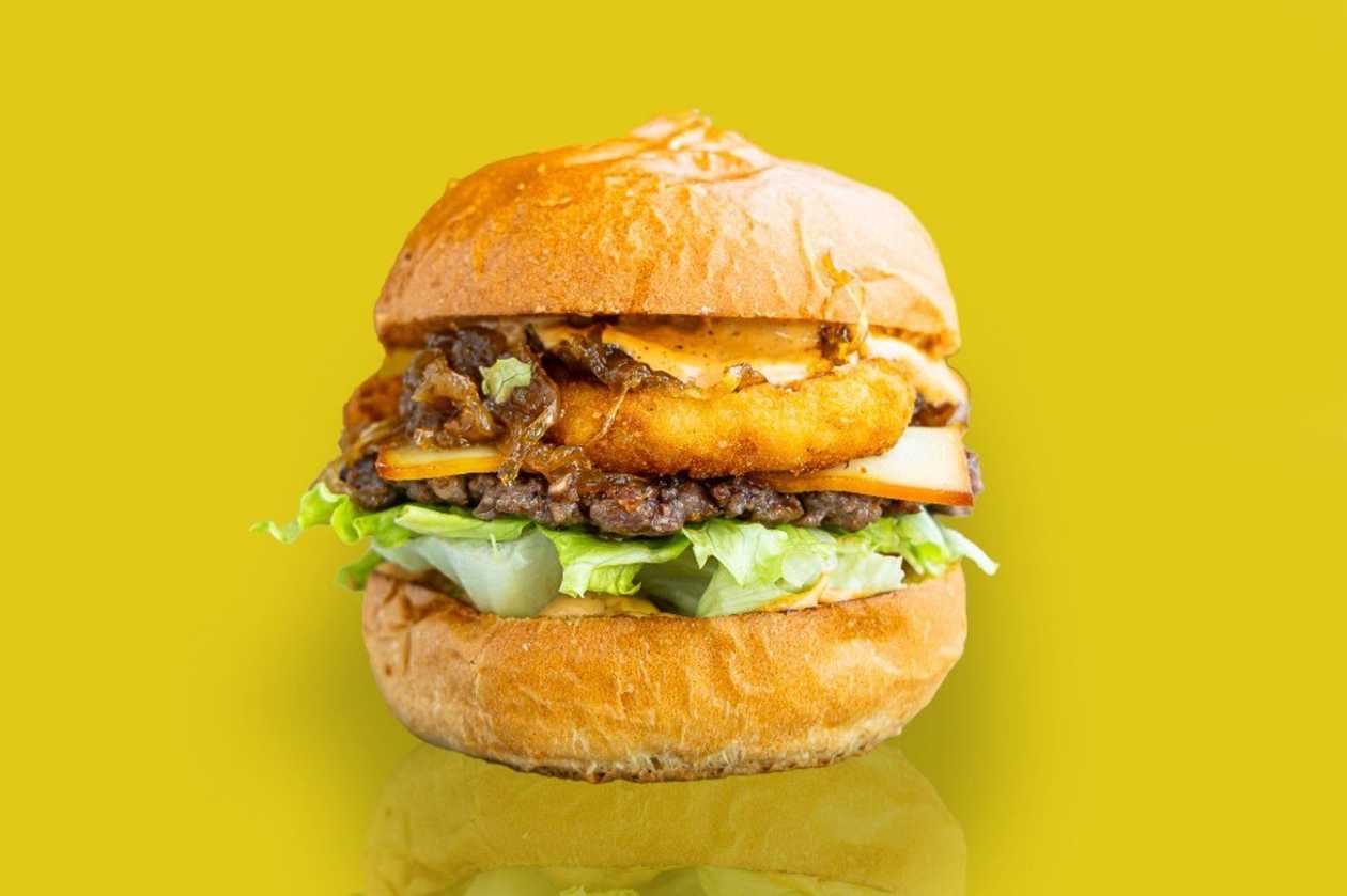 Burger with Onion Rings