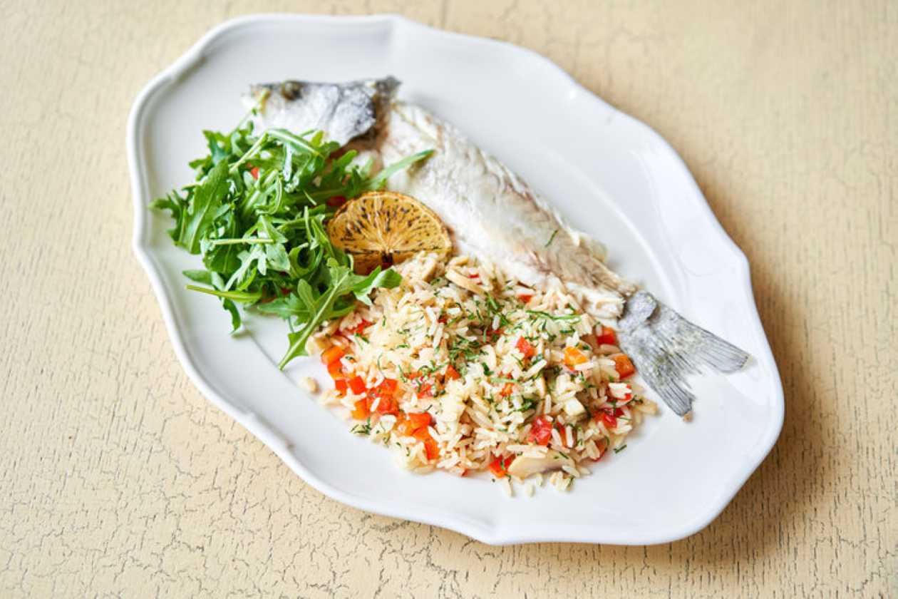Sea Bream Fillet with Basmati Rice and Vegetables