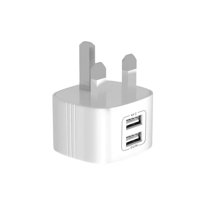 BWOO 2 USB Auto-ID UK Plug Fast Charger BO-CDA53