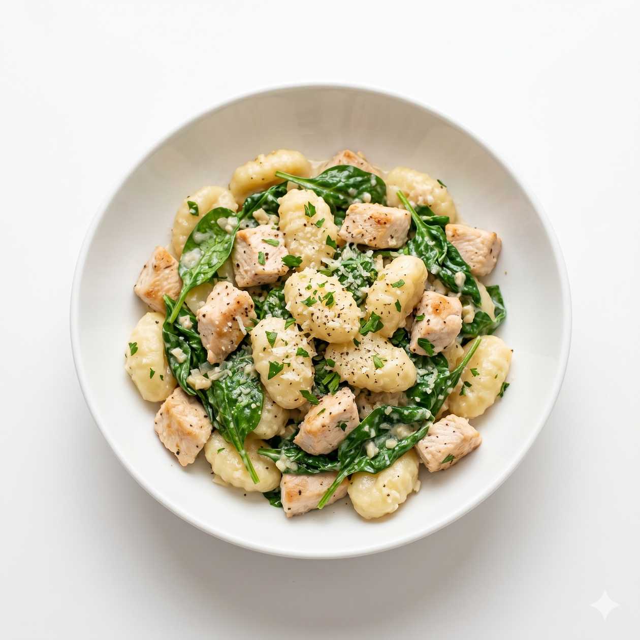 GNOCCHI CON SPINACI E  POLLO