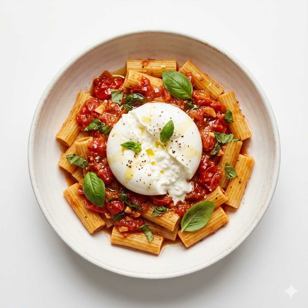 RIGATONI CON POMODORO  E BURRATA
