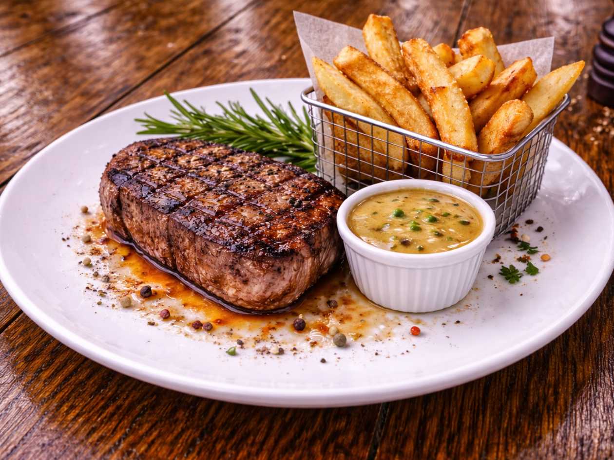 69. Rumpsteak con patatine