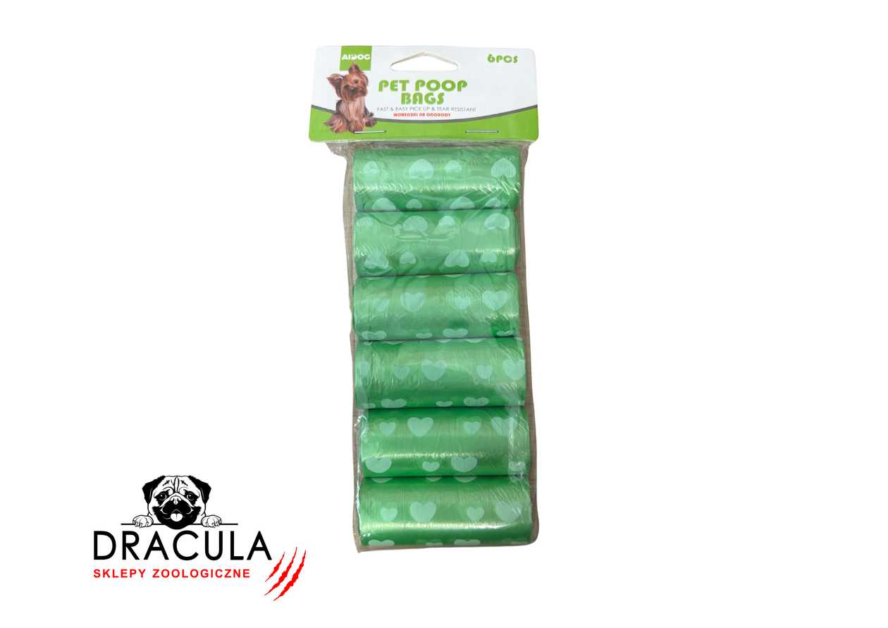 Zielone worki na odchody w serca 90 szt.