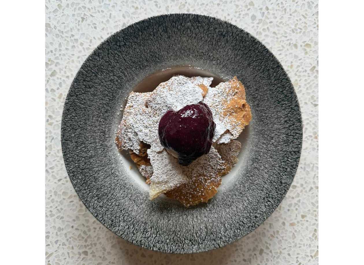 Napoleon with berry coulis