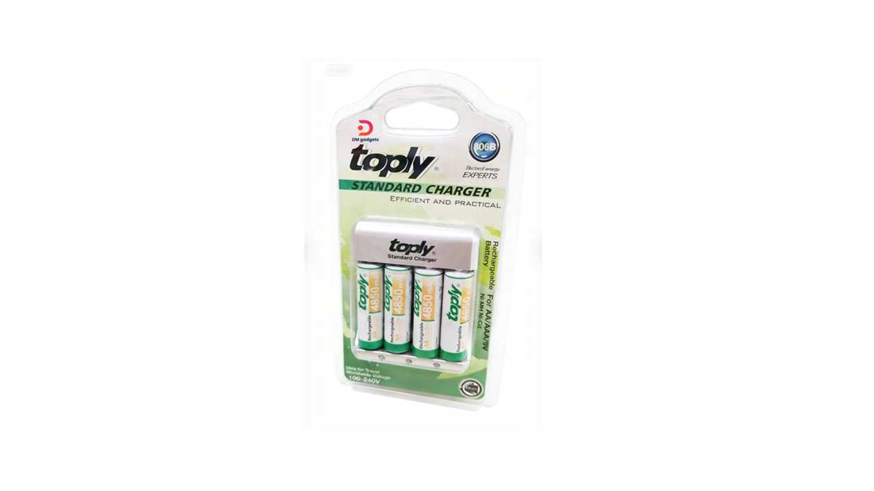 #573E#Toply®N.806B Standard Charger for AA/AAA/9V 100-240V with 4 AA Rechargeable Batteries