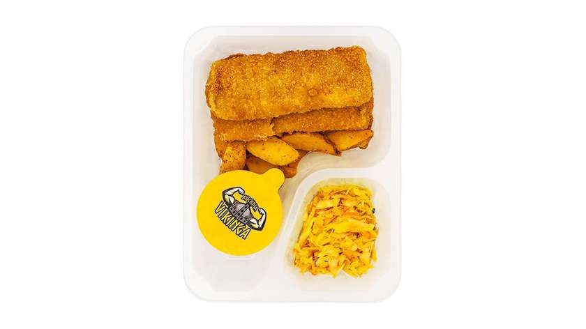 Breaded Fish, Sriracha-Mayo Dip, Roasted Potatoes, Coleslaw