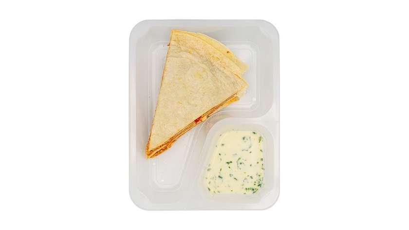 Pulled BBQ Turkey Quesadillas with BBQ Vegetables, Cilantro Dip