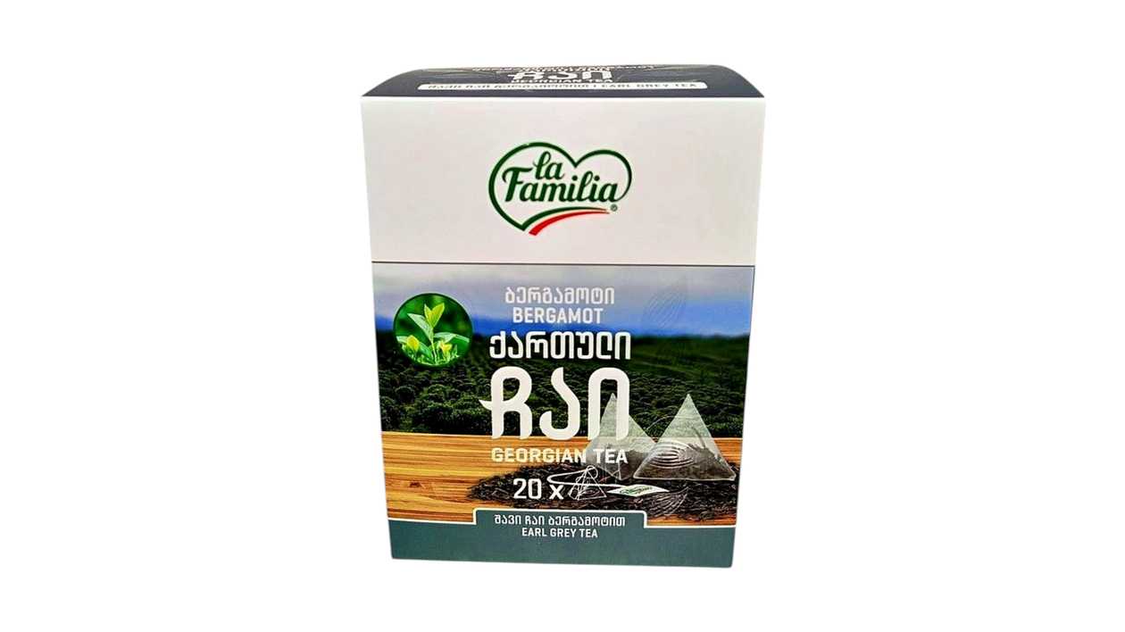 La Familia Georgian Traditional Black Tea with Bergamot 20 Pieces Pyramid