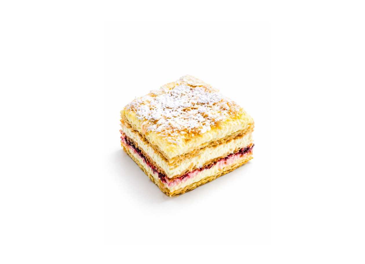 Napoleon cake with raspberry jam