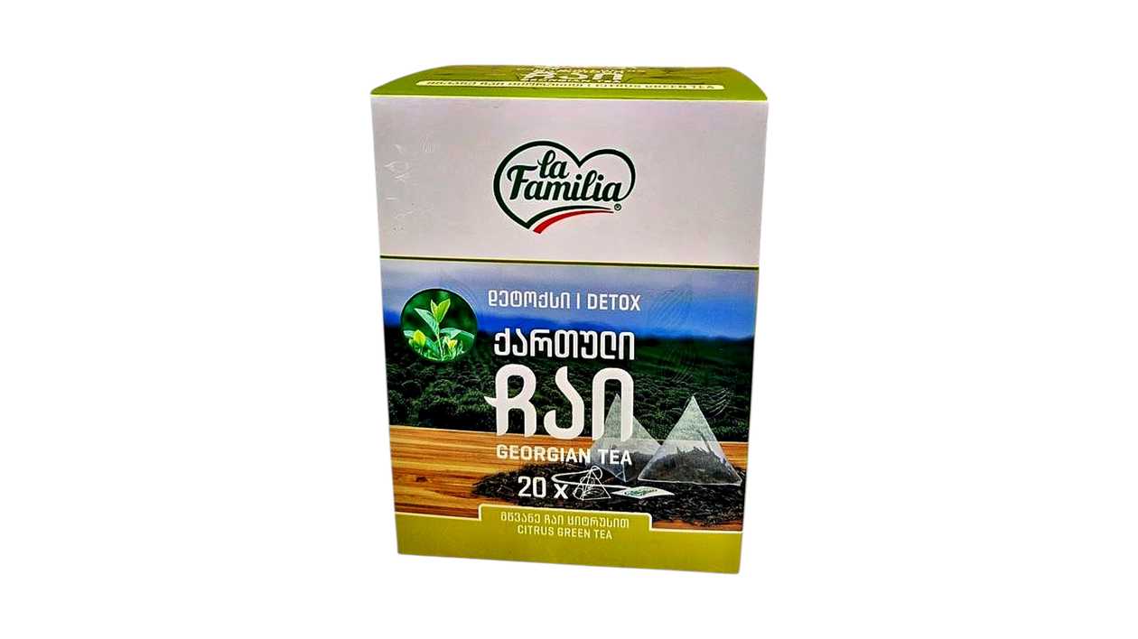 La Familia Georgian Traditional Green Tea with Citrus 20 Pieces Pyramid