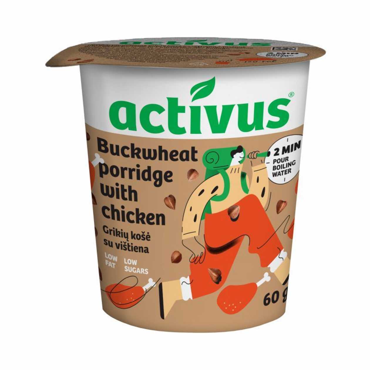 Grikių dribsnių košė ACTIVUS, su vištiena, 60 g