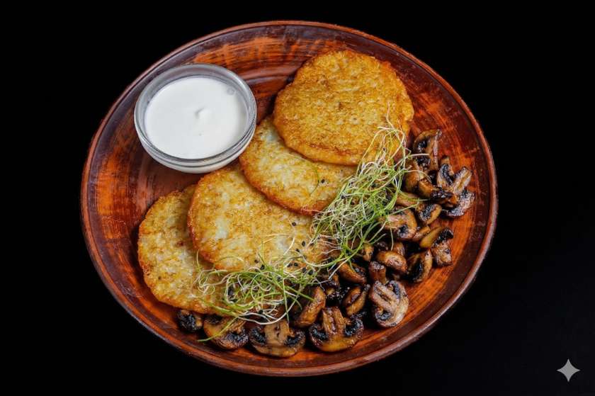 Potato Pancakes with Mushrooms (without Cream)
