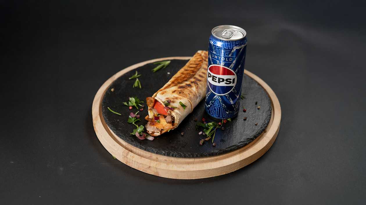Mixed Arabic Shawarma & Pepsi Can