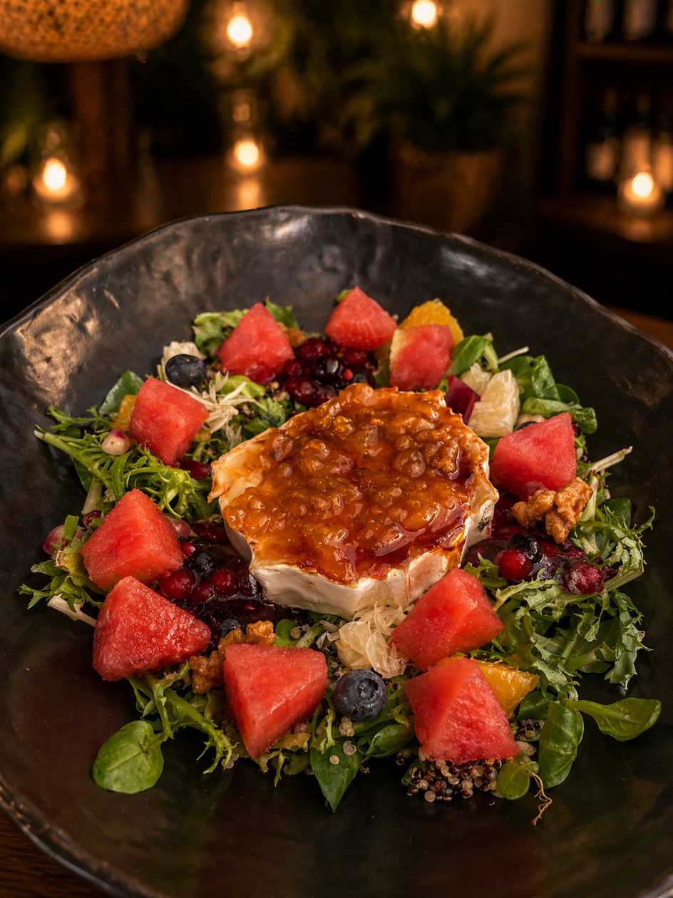 GOAT CHEESE SALAD WITH BERRY JAM
