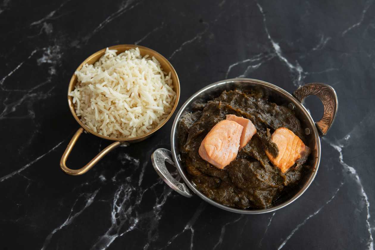 Salmão Palak with Rice