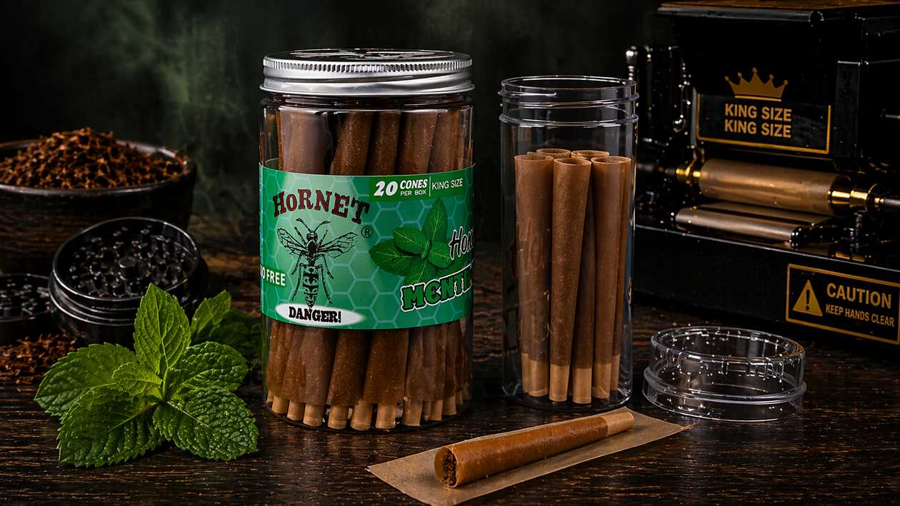 Hornet Pre-Rolled Cones (Natural Rolling Paper) Mint (Nanə) - 1 ədəd