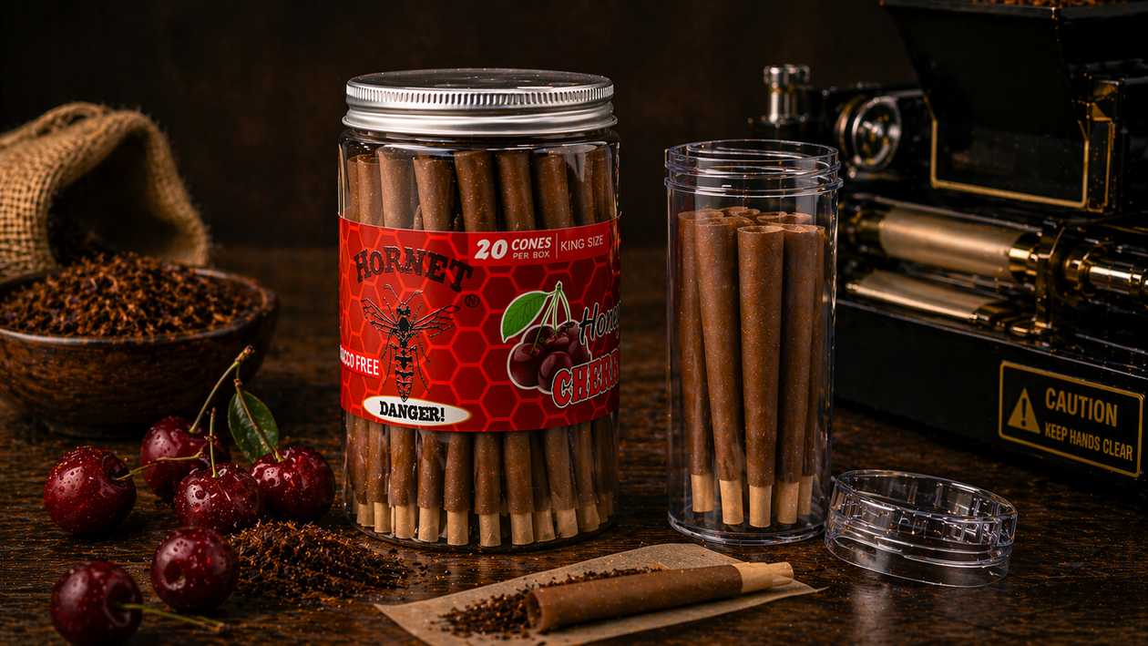 Hornet Pre-Rolled Cones (Natural Rolling Paper) Cherry (Vişnə) - 1 ədəd
