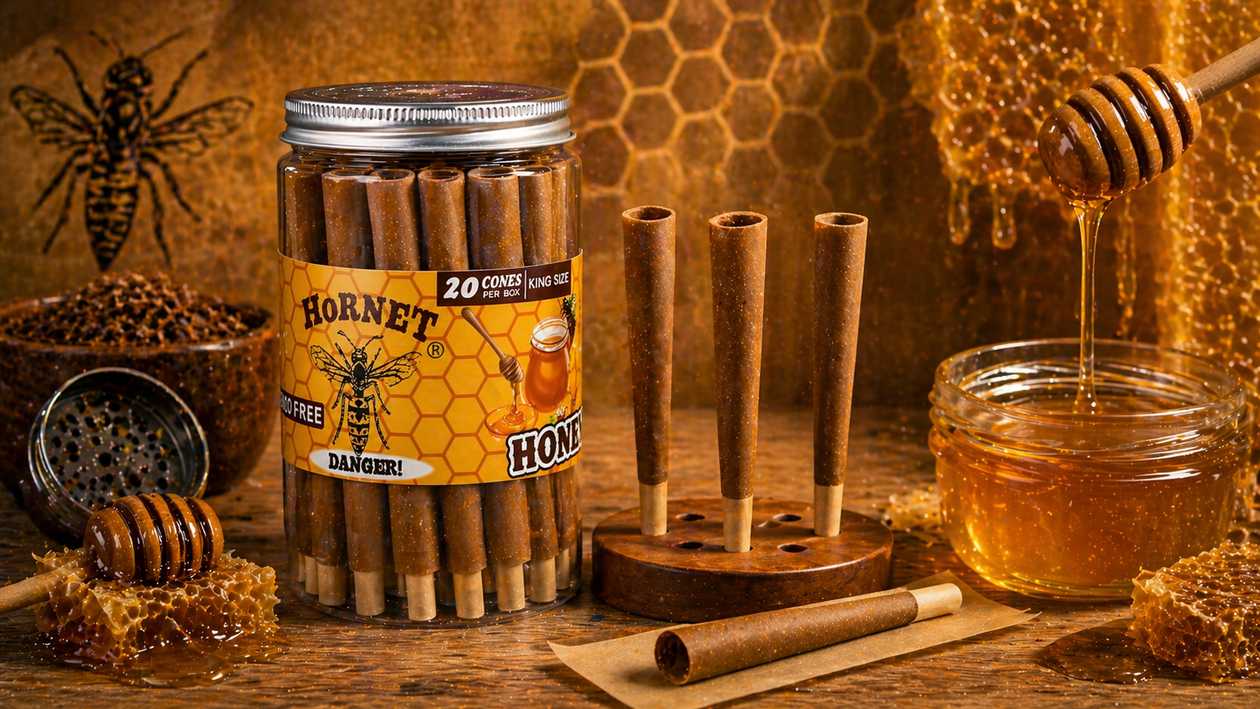 Hornet Pre-Rolled Cones (Natural Rolling Paper) Honey (Bal) - 1 ədəd