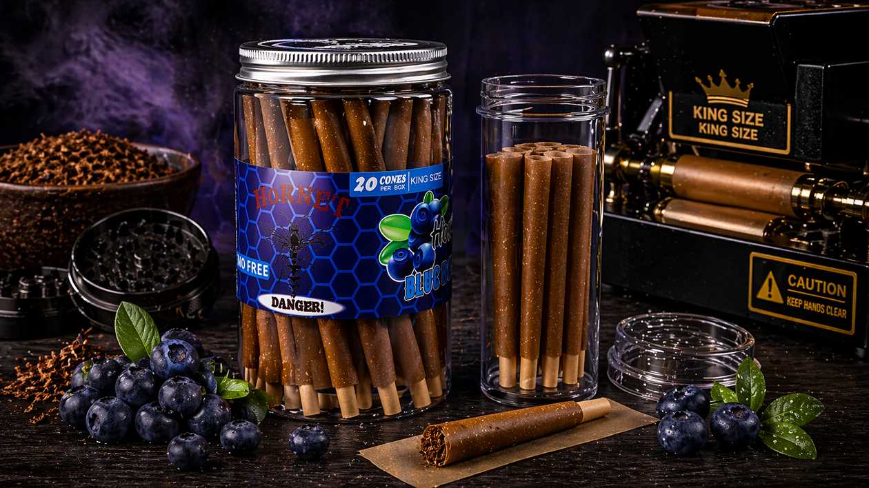 Hornet Pre-Rolled Cones (Natural Rolling Paper) Blueberry (Qaragilə) - 1 ədəd
