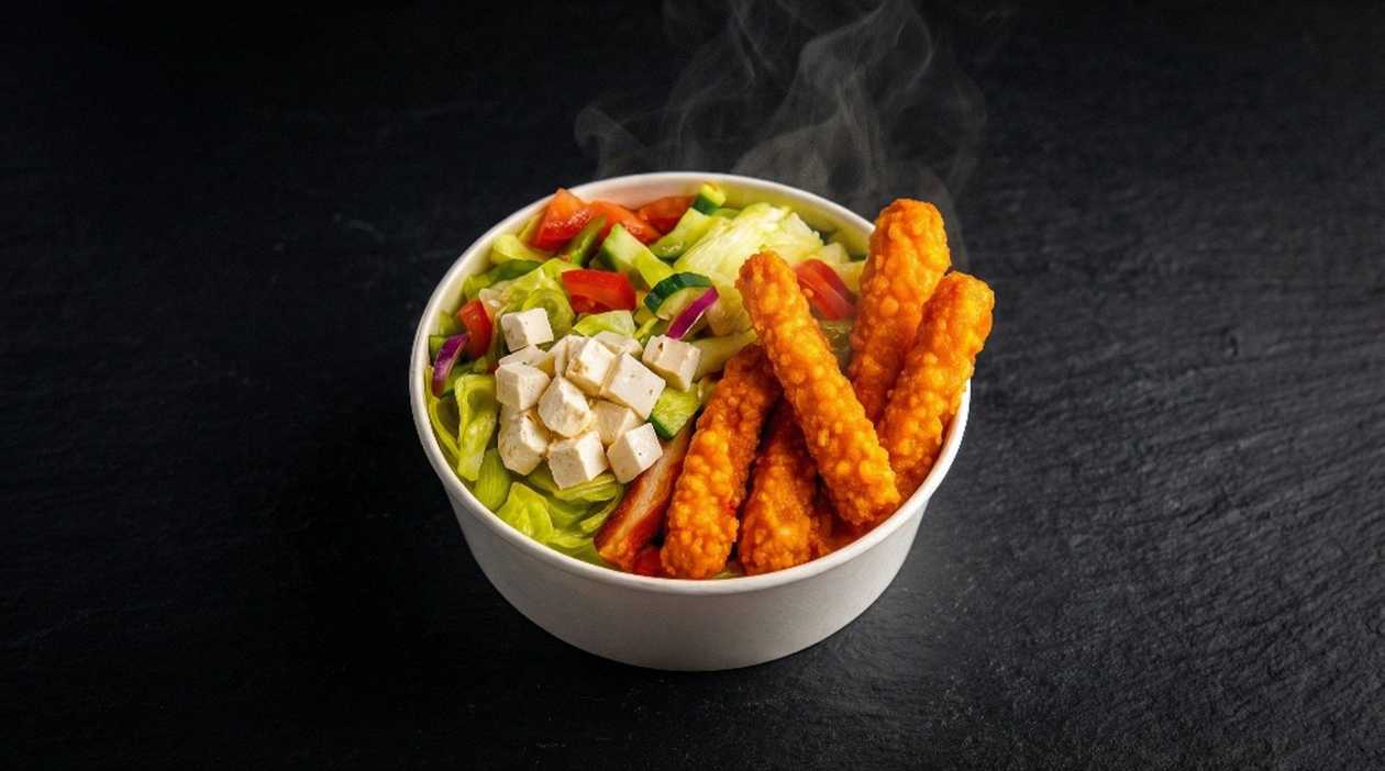 Salad with crispy chicken cutler