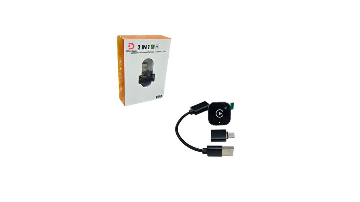 #623A3#DM®2 in 1 Wireless CarPlay and Android Auto USB Adapter 030253 – Black