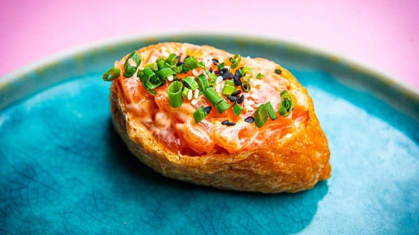 Inari with Spicy Salmon Tartar