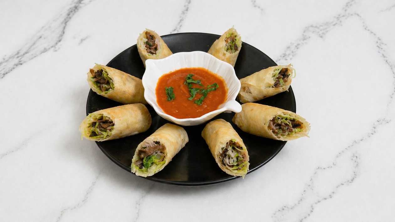 Mixed Mushroom and Truffle Spring Rolls